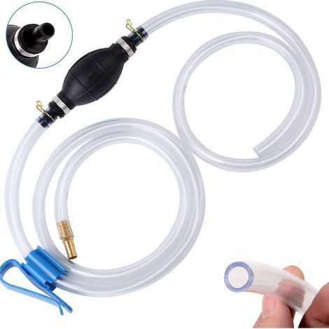 pompe a eau manuelle poire amorcage gasoil Pompe à siphon pour essence, gaz, huile, carburant, diesel, liquide, aquarium, pompe manuelle avec 2 tuyaux en PVC résistants (15 mm) (1/5)