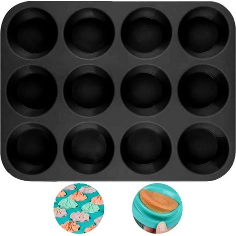 Molded to muffins in silicone 12 empreintes  non-stick, resistant to the four and to the wash-dishes, ideal for cupcakes and small gateaux (1/5)