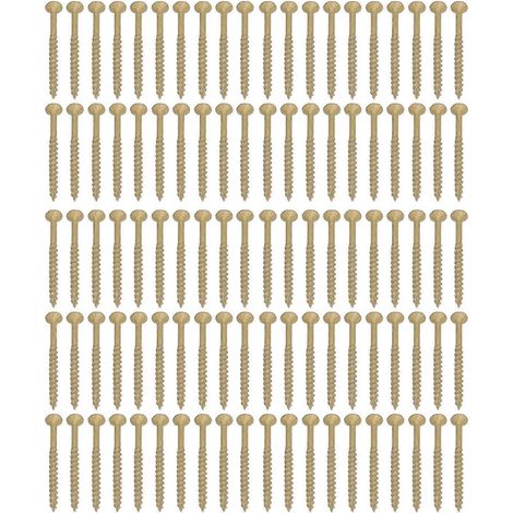 100 Stück Senkkopfschrauben mit Rundkopf, T25-Stern, Halbverzahnung, Blechschrauben, Holzbearbeitungsbefestigungen, 4,5 x 63 mm