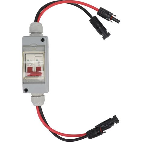 Disjoncteur MCB 2P DC 500V 32A, avec boîtier de distribution étanche IP65, câbles et connecteurs photovoltaïques. (1/5)