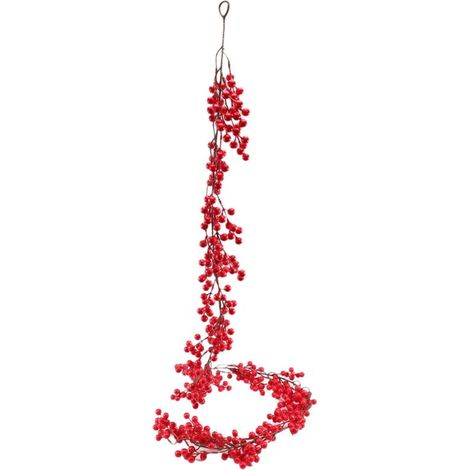 Guirlande de Noël Artificielle avec Baies Rouges Flexible Décoration Cheminée Hiver 6.39FT (1/4)