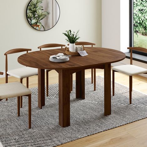 DONA mesa de comedor redonda extensible 4-8 personas nogal 110-150 cm