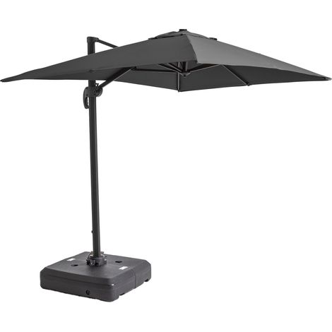 Parasol déporté 2x3 m et dalle à lester sur roues aluminium gris