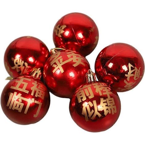 Lot de 6 boules décoratives à suspendre pour le Nouvel An 2024, décorations festives pour la Fête du Printemps