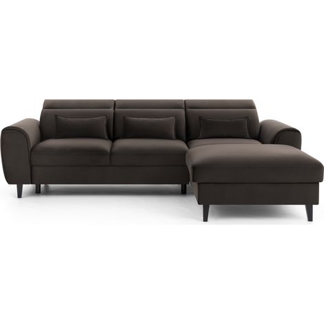 Canapé d'angle convertible chocolat angle droit 4 places FABLE (1/5)