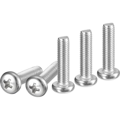 Vis à tête cylindrique, 100 pièces, acier inoxydable 304, tête Phillips, filetage métrique grossier complet, finition brillante, jeu de vis et boulons (M3 x 12 mm) (1/4)