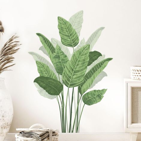 CCYKXA Tropical Plant Wall Stickers, Green Plant Wall Decals, Removable Green Plant Leaves Wall Stickers for Living Room, Bedroom, Office, Sofa, TV Background, Wall Decoration (1/5)