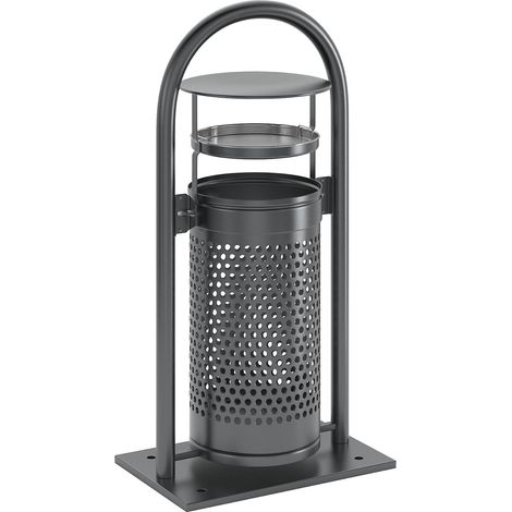 VAR, Cendrier combiné avec arceau et toit, capacité 65 l, l x