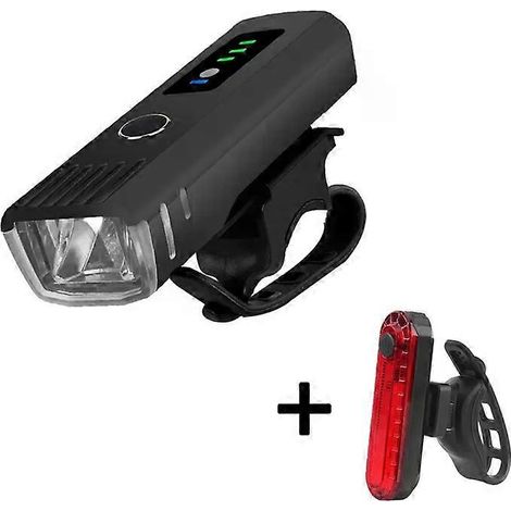 Éclairage vélo 400 lumens, autonomie de plus de 14 heures avec fonction batterie externe, étanche IPX6, éclairage avant et arrière ultra-lumineux, rechargeable par USB (1/4)