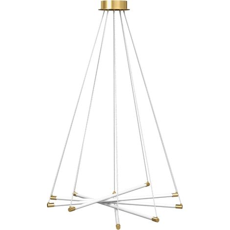 Suspension LED design 50 W à 5 bras orientables, 5800 lm, lumière chaude 3500 K, câble réglable 0,4 à 1 m, métal or et blanc  CHICFURN (1/5)