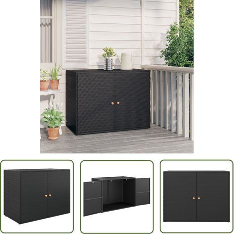 The Living Store Armoire de rangement jardin Noir 100x55,5x80 cm Résine tressée - Meuble De Jardin - Armoire De Rangement Extérieur - Abri De Jardin - Rangement Extérieur - Meuble En Résine Tressée (1/5)