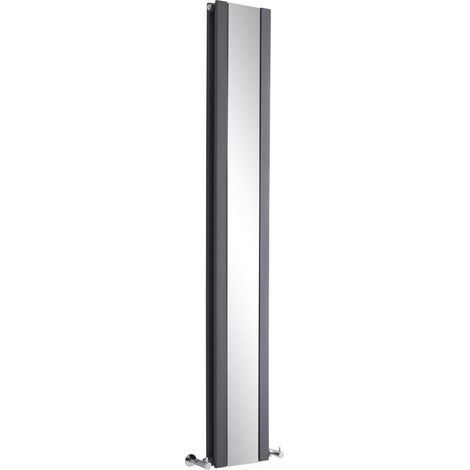 Milano Icon Anthracite Vertical Column Double Panel Radiator with Integral Full Length Mirror - 1800mm x 265mm (1/5)