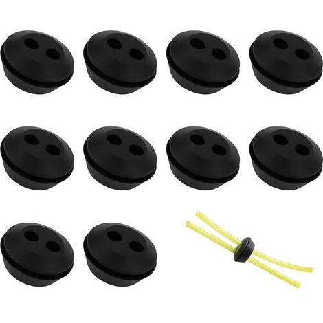 10 Stück Kraftstoffleitungsdichtung, Kraftstoffleitungsverschluss, 2 Löcher, Kraftstofftankdichtung, Rasenmäher-Kraftstoffschlauchdichtung, Zubehör für Trimmer und Kettensägen (1/4)
