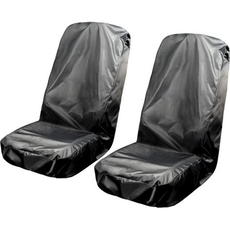 Paquet de 2 housses de siège de voiture avant imperméables, protections de housse de siège imperméables universelles noires,56.722"