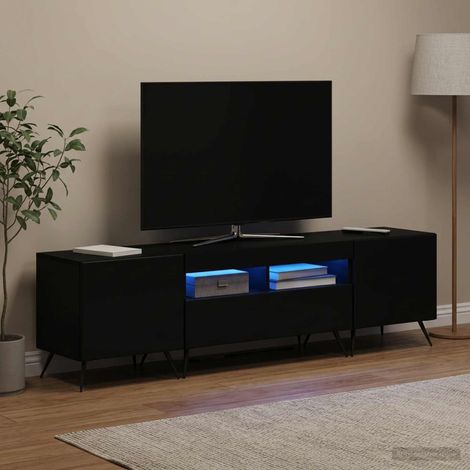 vidaXL Mueble de TV LED BREDA 3 uds. Negro Madera de ingeniería (1/5)
