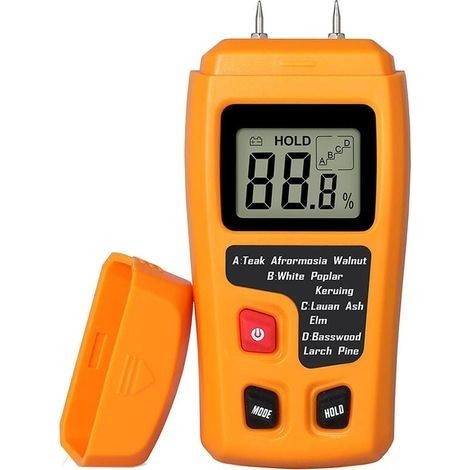 Testeur d'humidité du bois portable – Plage de mesure 0-99,9 % – Précision ± 0,5 % – Écran LCD HD – Compatible avec 50 espèces de bois (1/5)
