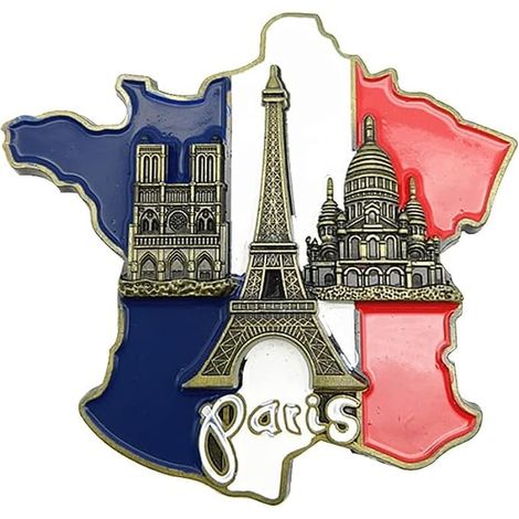Magneti per frigorifero adesivi Mappa della Francia, magneti 3D in resina, magneti decorativi per frigorifero, set accessori Cattedrale di Notre-Dame (1/4)