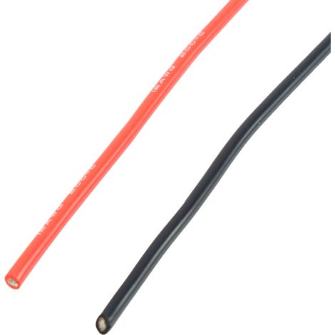 Câble électronique flexible en cuivre étamé 12 AWG de 2 m pour voitures RC (1 m rouge et 1 m noir). (1/5)