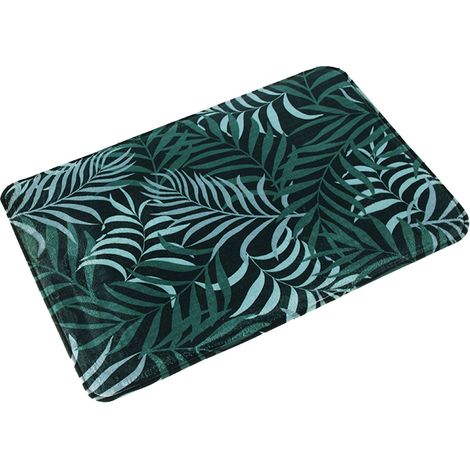 Tapis de sol en flanelle à motif de feuilles simples, tapis de salle de bain antidérapant, tapis de porte absorbant pour la maison