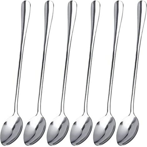 6 Cuillère à dessert, Inox, 19,5 cm, Lavable au lave-vaisselle, Pour verre haut, Café, Glace (1/5)