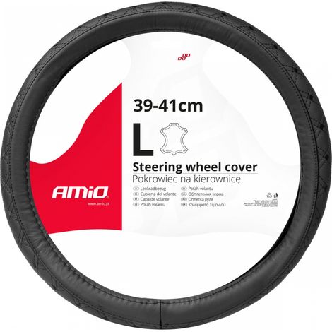 Funda de cuero acolchada para volante de coche L 39-41cm SWC-51-L amio-03562 (1/4)