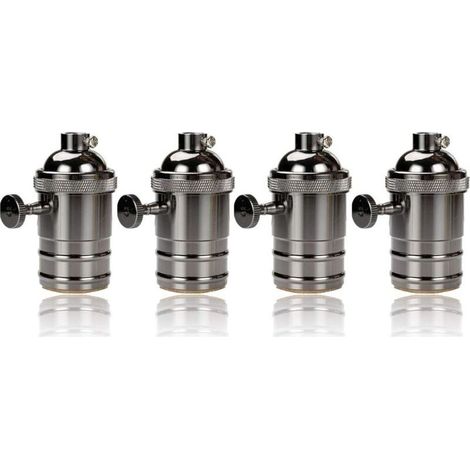 Beijiyi – Lot de 4 douilles vintage E27 avec interrupteur – Adaptateur culot d'ampoule – Cuivre – Tension 110-240V – Capacité jusqu'à 250W (1/5)