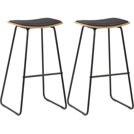 vidaXL Taburetes de cocina 2 unidades cuero sintético negro (1/4)