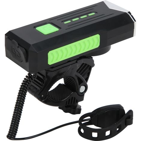 Fahrrad-Frontlicht, wasserdichte Taschenlampe, Hupe, Warnlicht, USB-aufladbar, für Fahrräder, Grün (1/5)