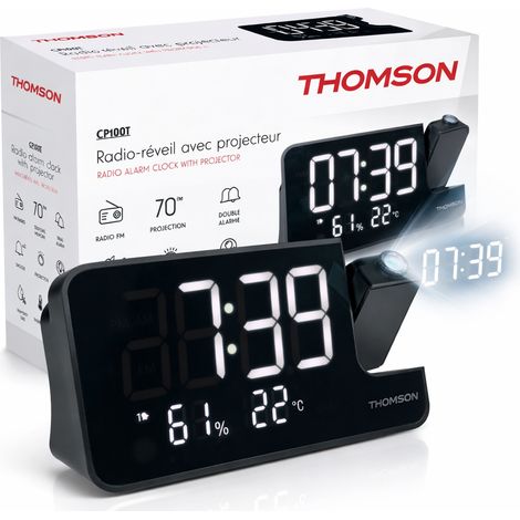Thomson CP100T Radiosveglia Proiettore Display 8" Temperatura Umidità USB-C Nero