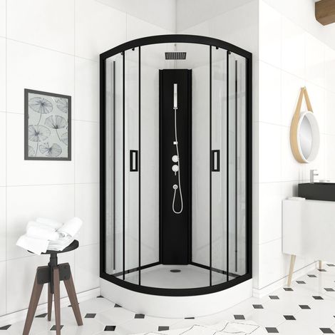 Cabier de ducha LIFT UP Negro 1/4 círculo 85x85x235cm