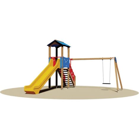 Giochipark torretta Kansas 805 scivolo Poly/Vetroresina H134cm altalena EN 1176 - Polietilene colorato