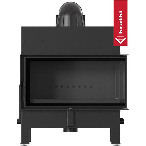 Kratki Kamineinsatz aus Stahl KRATKI FLOKI L BLACK rechts 12 kW Ø200 mit Türfeder (1/5)