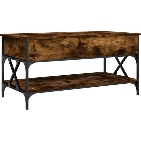 Table basse chêne fumé 100x50x50 bois d'ingénierie et métal (1/5)
