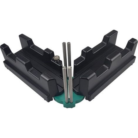 – Boîte à onglets 2 en 1 pour plinthes jusqu'à 100 mm – Mesure angles 85 à 180° – Découpe précise avec broches de guidage (1/5)