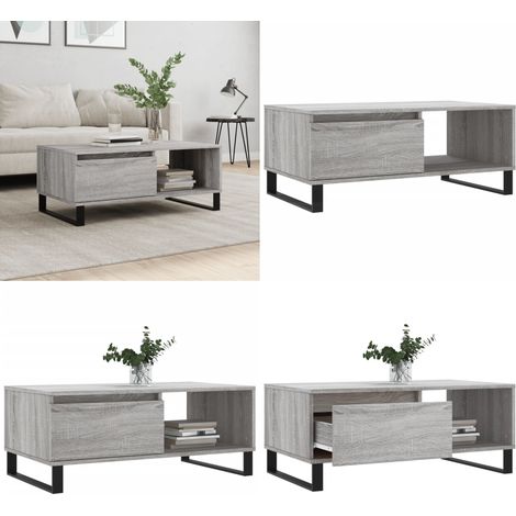 Table basse Sonoma gris 90x50x36,5 cm Bois d'ingénierie - Table Basse Design - Table Basse Moderne - Table Basse Rangement - Meuble Salon - Table D'appoint - Home & Living (1/5)