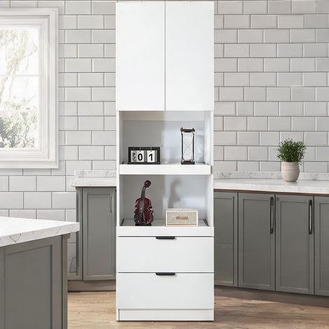 Buffet coloris blanc en MDF 59,5 x 45 x 200 cm (1/5)