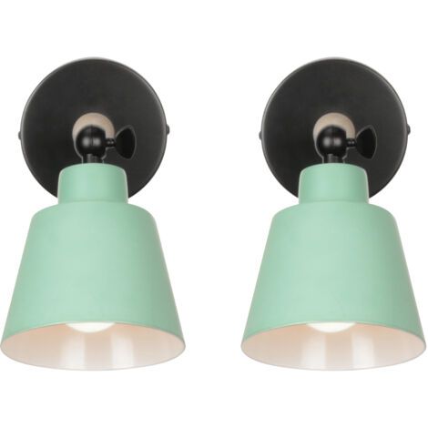 royaluxe- 2PCS Applique Murale Moderne En Bois Lampe Murale Rétro Applique Murale Minimaliste Pour Chambre À Coucher, Chevet, Bureau, Couloir E27 Vert (1/5)
