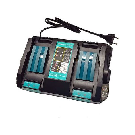 Chargeur double 4A pour batteries Makita 14,4V-18V – Charge rapide avec protection électronique – Compatible BL1850 BL1860 BL1820 (1/5)