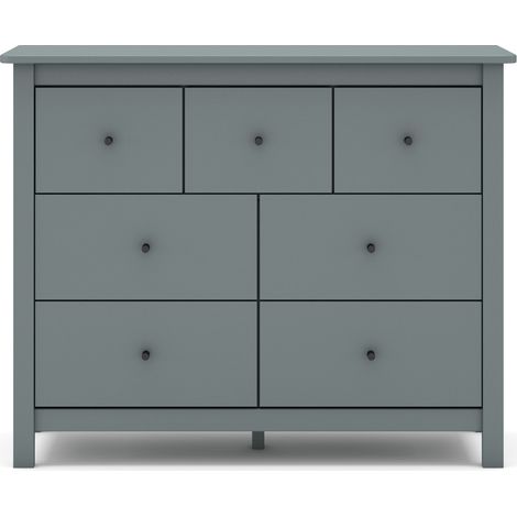 Pegane – Commode enfant en pin avec 7 tiroirs – Dimensions 100 x 40 x 80 cm – Coloris vert kaki – Rangement optimal (1/5)