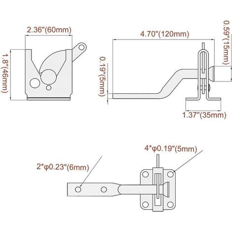 Automatisches Schwerkrafttorschloss aus schwarzem Stahl, Bolzenbefestigung – 1 Stück inklusive Schrauben für Zaun und Garten
