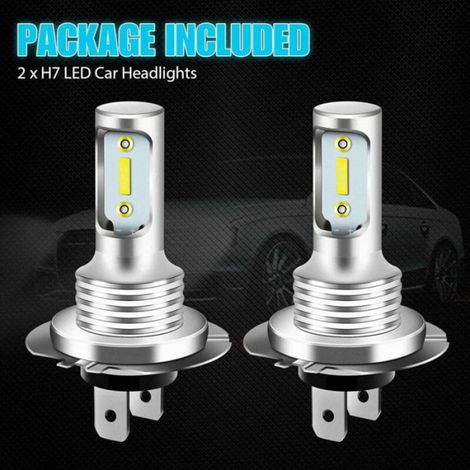 Ampoules Led H7 - 6000 K - 55 W - 8000 Lm - 12 V Dc - Alliage D'aluminium - 50000 Heures - Pour Feux Avant Voiture (1/4)