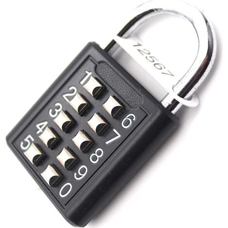 10-Digit Cadenas à combinaison Serrure Combinée, Métal étanche et Fermoir Combiné en acier plaqué - Noir Anti-vol Bouton Cadenas (1/4)