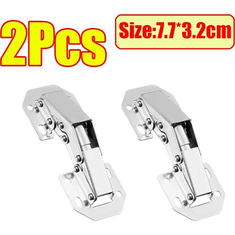 (2 pièces) Charnières invisibles pour portes de placard, charnières en acier inoxydable, fixation sans perçage pour placards et boîtes en bois (1/5)