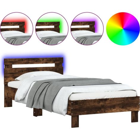 Maison Exclusive - Estructura de cama cabecero luces LED roble ah
