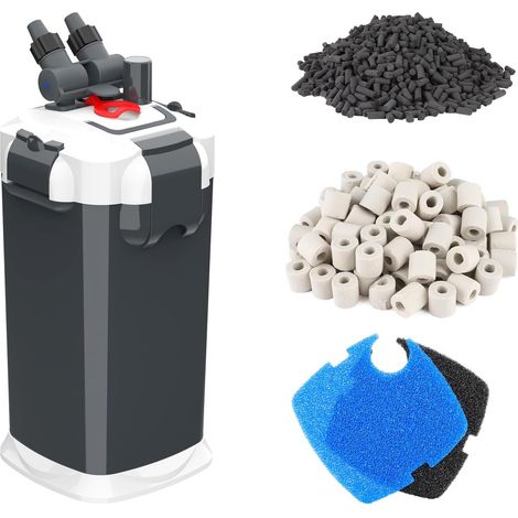 Filtre Externe Aquarium Ultra-Silencieux avec Pompe à Débit Réglable, 3-en-1 Pompe Aquarium Externe et Filtres pour Eau Claire, Haute Performance Filtration pour Douce,Mer,Tropique,Tortues (1/5)