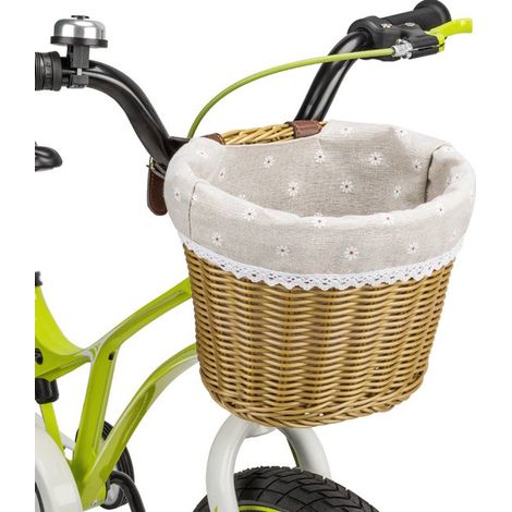 Cesta delantera para bicicleta hecha a mano - Aspecto de junco tejido con correas ajustables (1/5)