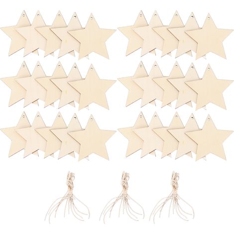 Wood Discs - Five Pointed Star Shape - Unfinished Wooden Ornaments - DIY Christmas Decor - Pack Of 1 (1/5)