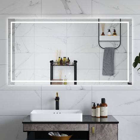 Aica SPECCHIO DA BAGNO RETTANGOLARE DA 120X80CM CON LED, ANTIAPPANNAMENTO, 3 TEMPERATURE COLORE (1/5)