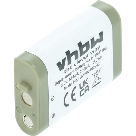 vhbw Replacement Battery compatible with Panasonic STB103, TG2382, TG272, TG3252, TGA230, TGA271 Wireless Landline Phone (700mAh, 3.6V, NiMH)