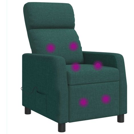Massage Recliner Dark Green Fabric vidaXL (1/5)